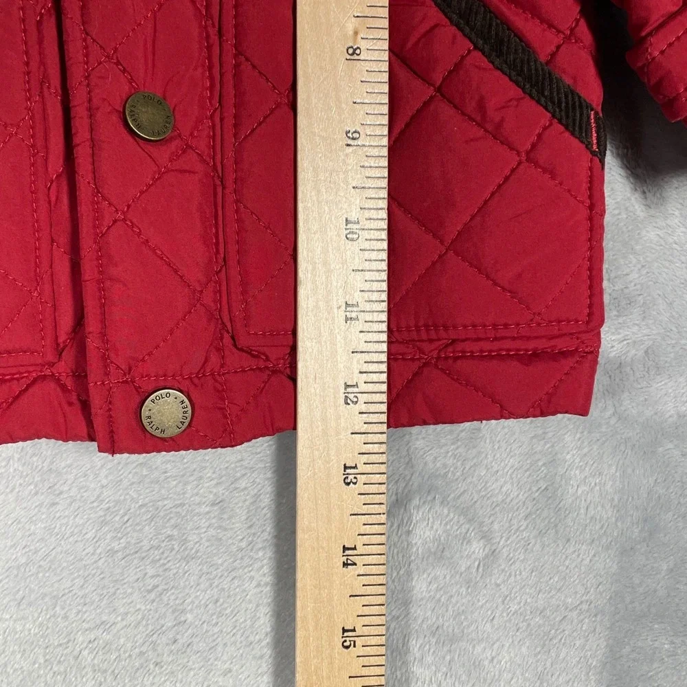 Ralph Lauren Quilted Barn Jacket Red Corduroy Collar Baby Toddler 6M